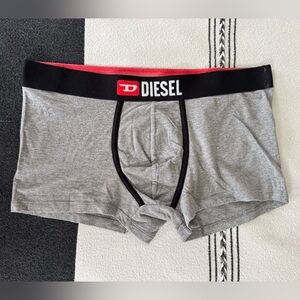 Diesel Men's Gray Boxer Briefs with Black Waistband